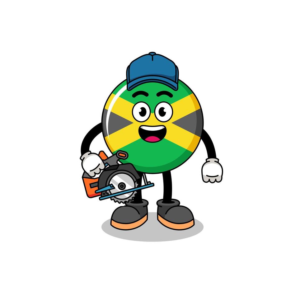 ilustración de dibujos animados de la bandera de jamaica como carpintero vector
