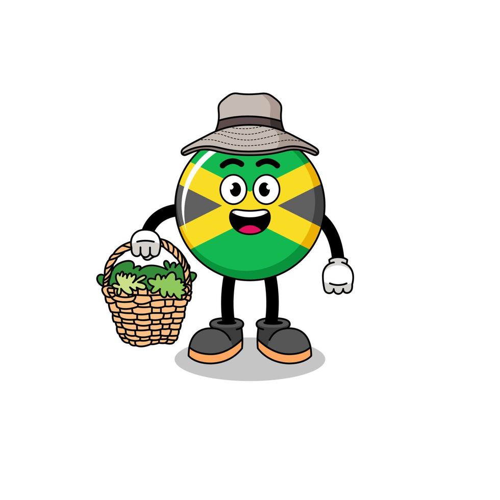 ilustración de personaje de la bandera de jamaica como herbolario vector