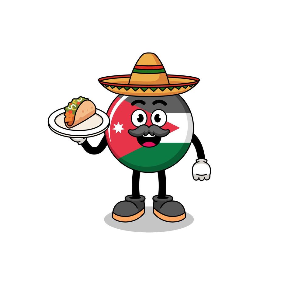 Character cartoon of jordan flag as a mexican chef vector