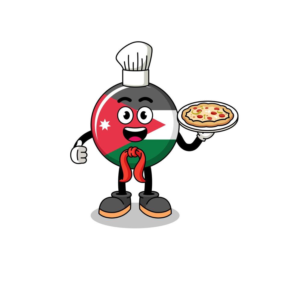 Illustration of jordan flag as an italian chef vector