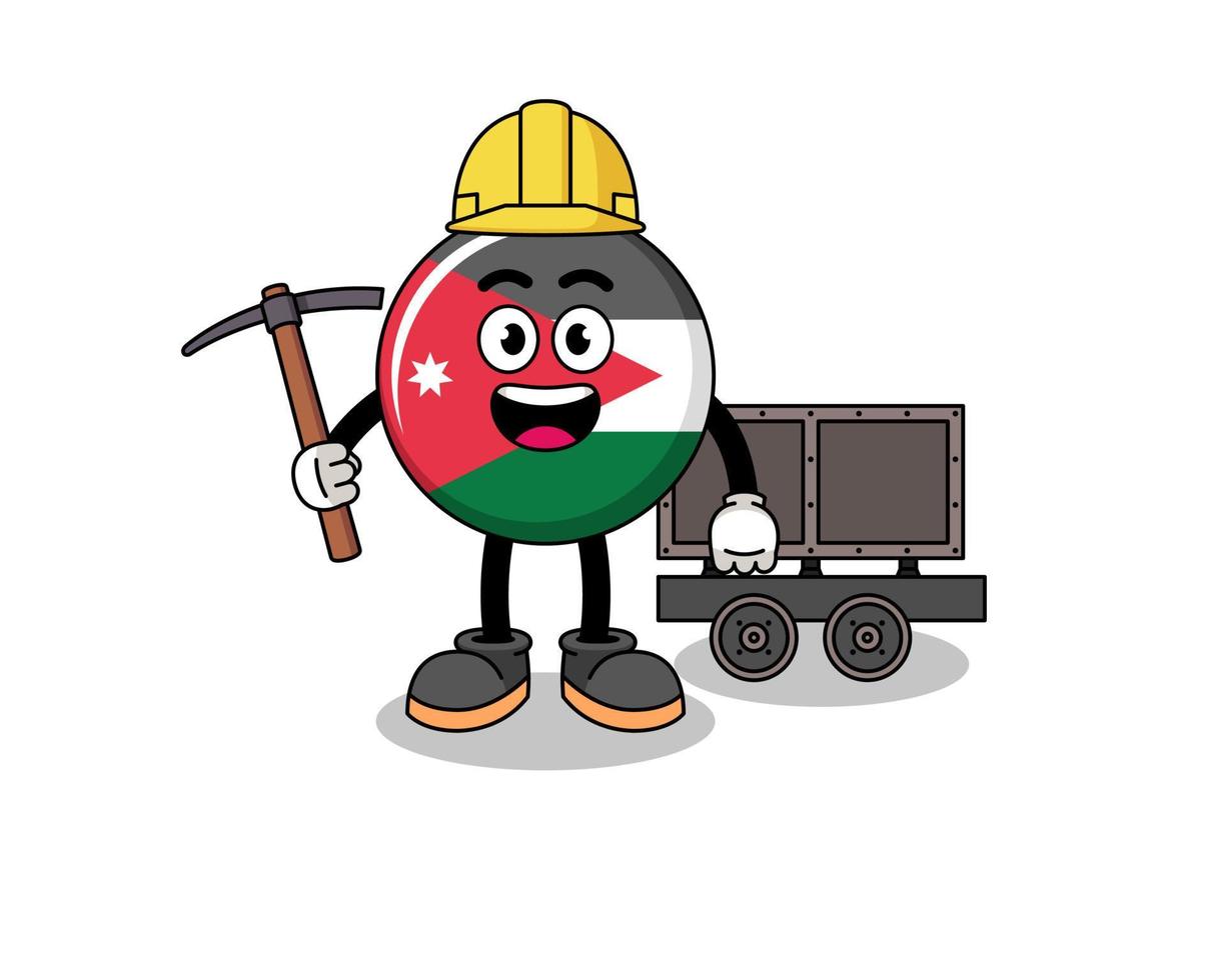 Mascot Illustration of jordan flag miner vector