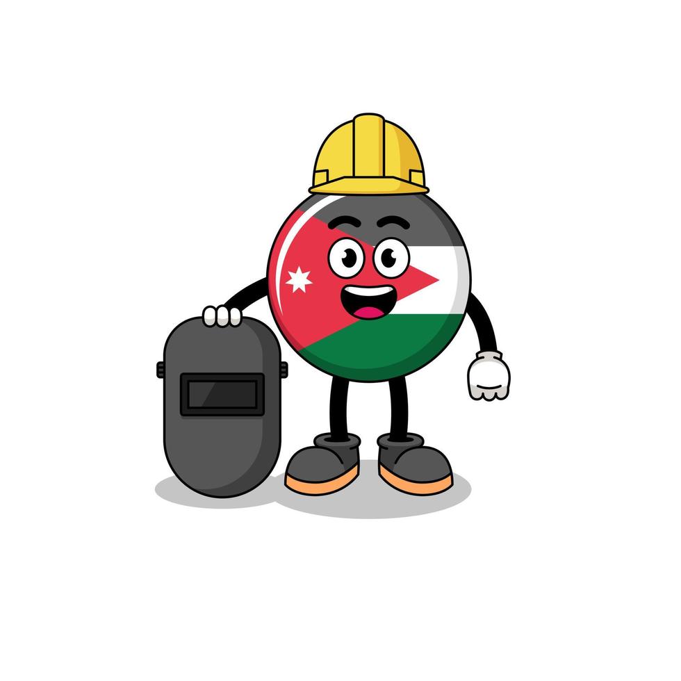 Mascot of jordan flag as a welder vector