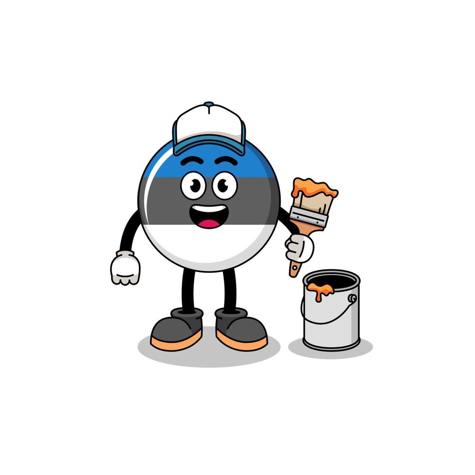 Character mascot of estonia flag as a painter vector