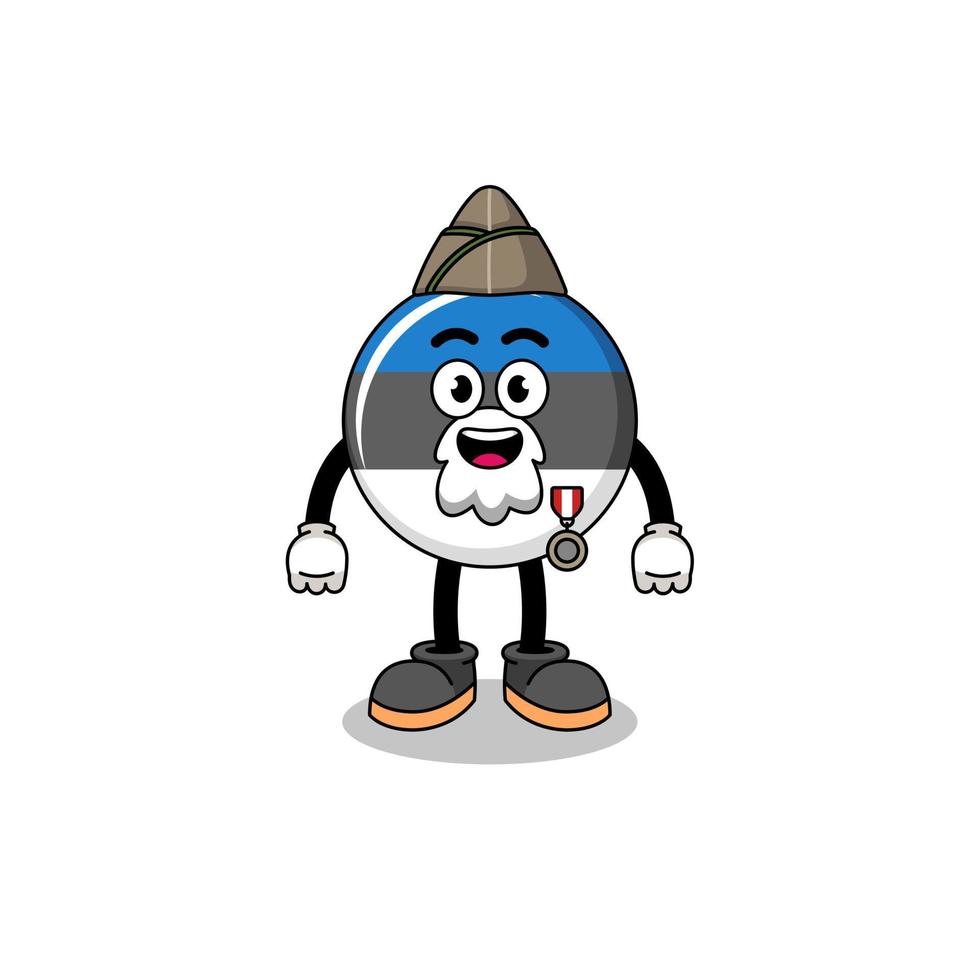 Character cartoon of estonia flag as a veteran vector