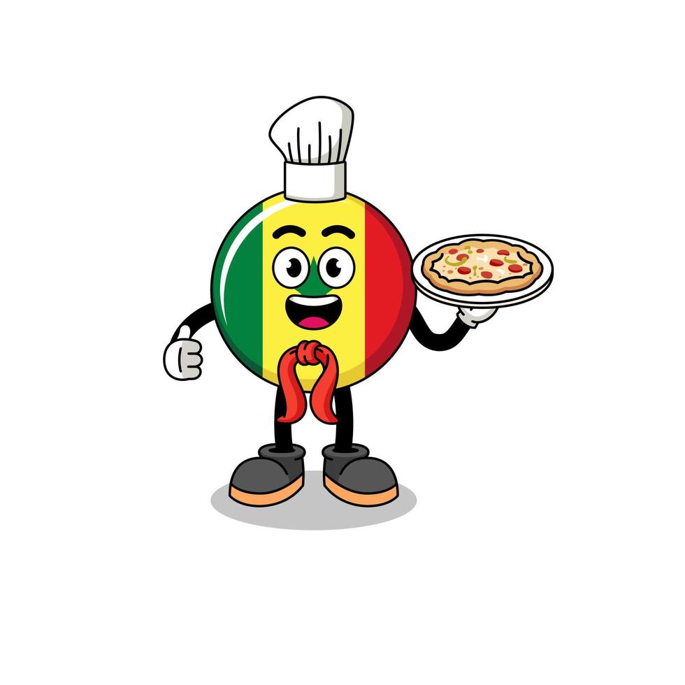 ilustración de la bandera de senegal como chef italiano vector