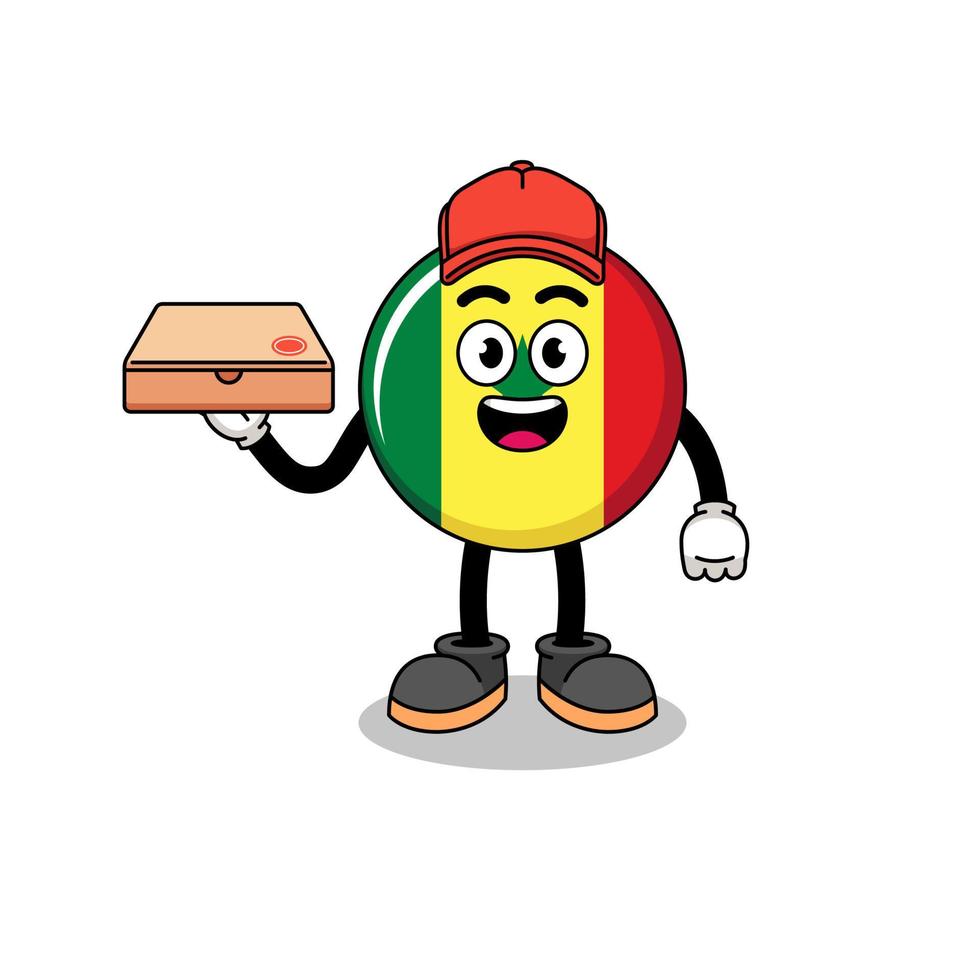 ilustración de la bandera de senegal como repartidor de pizza vector