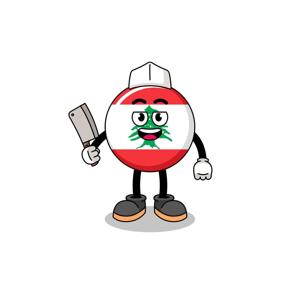 Mascot of lebanon flag as a butcher vector