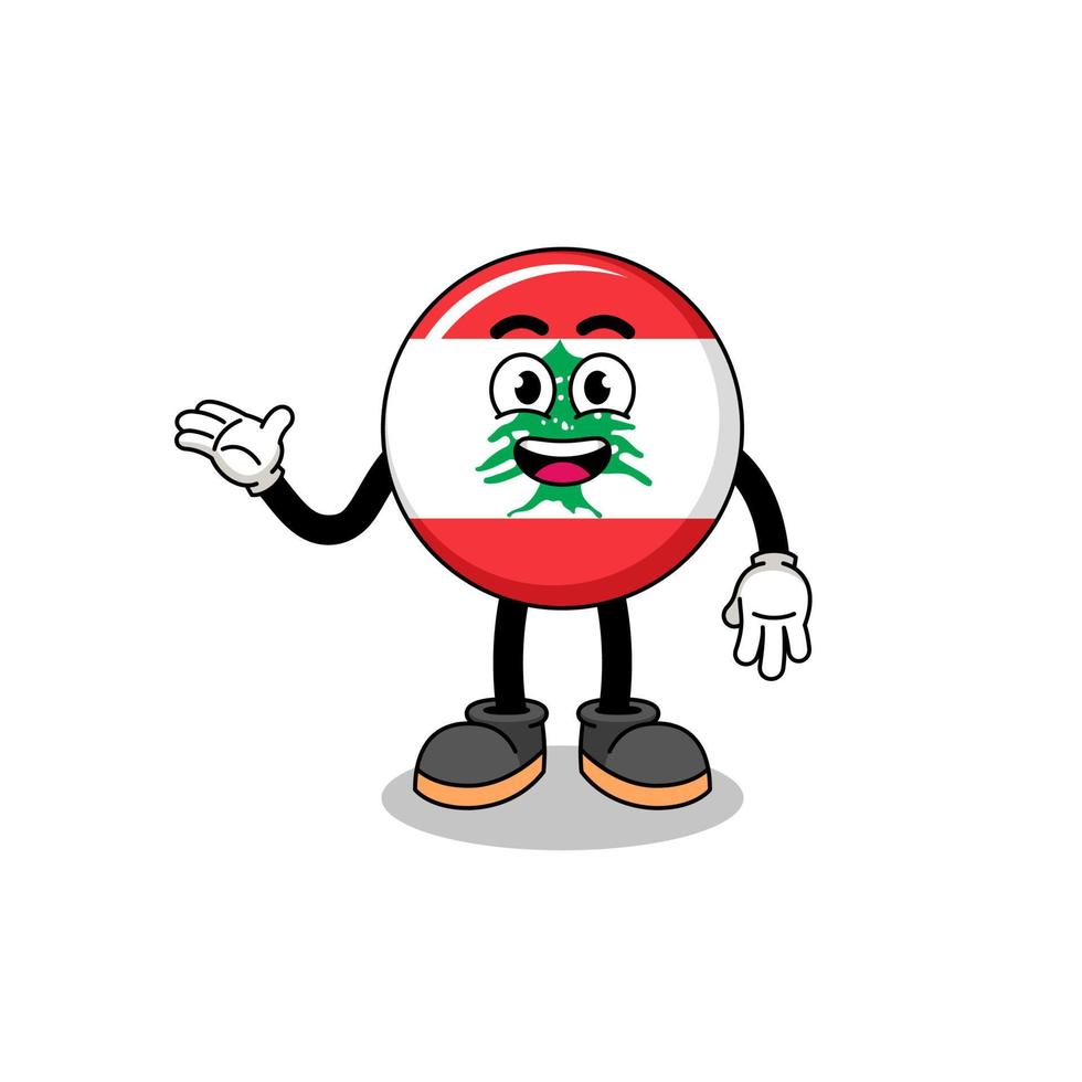 dibujos animados de bandera de líbano con pose de bienvenida vector