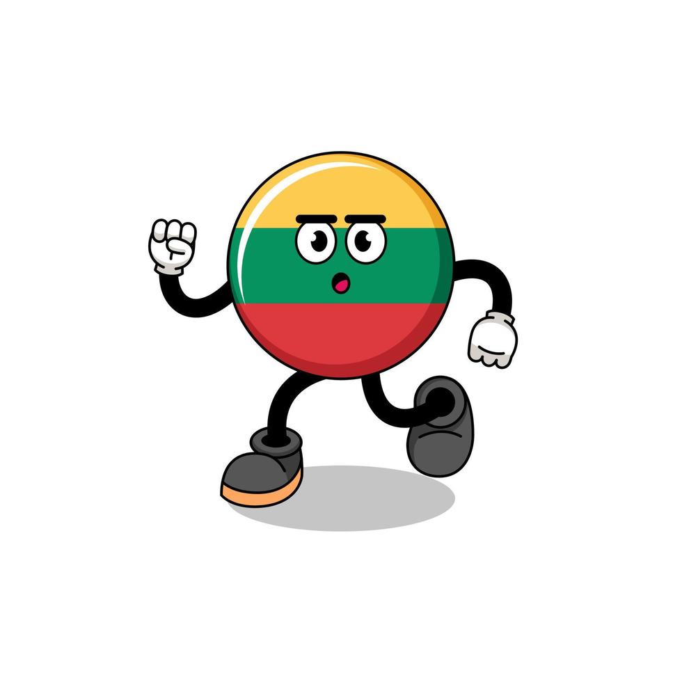 running lithuania flag mascot illustration vector