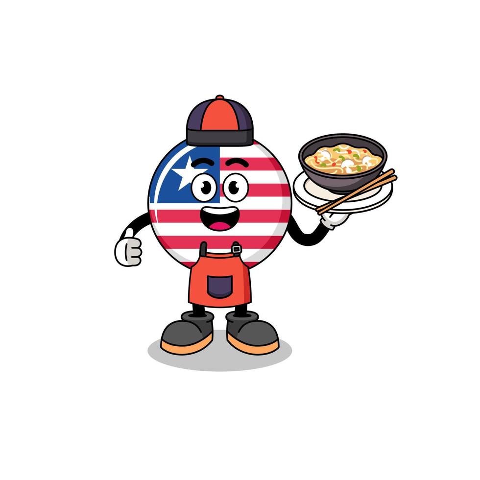 Illustration of liberia flag as an asian chef vector