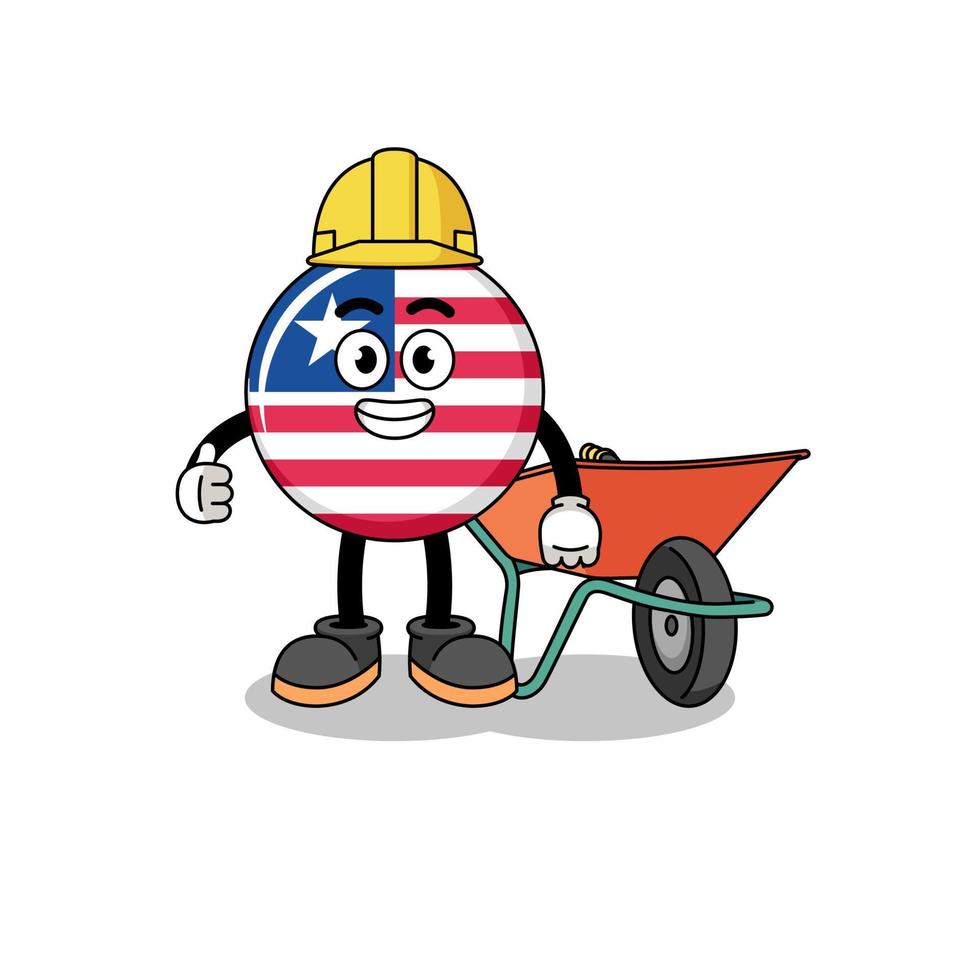 liberia flag cartoon as a contractor vector