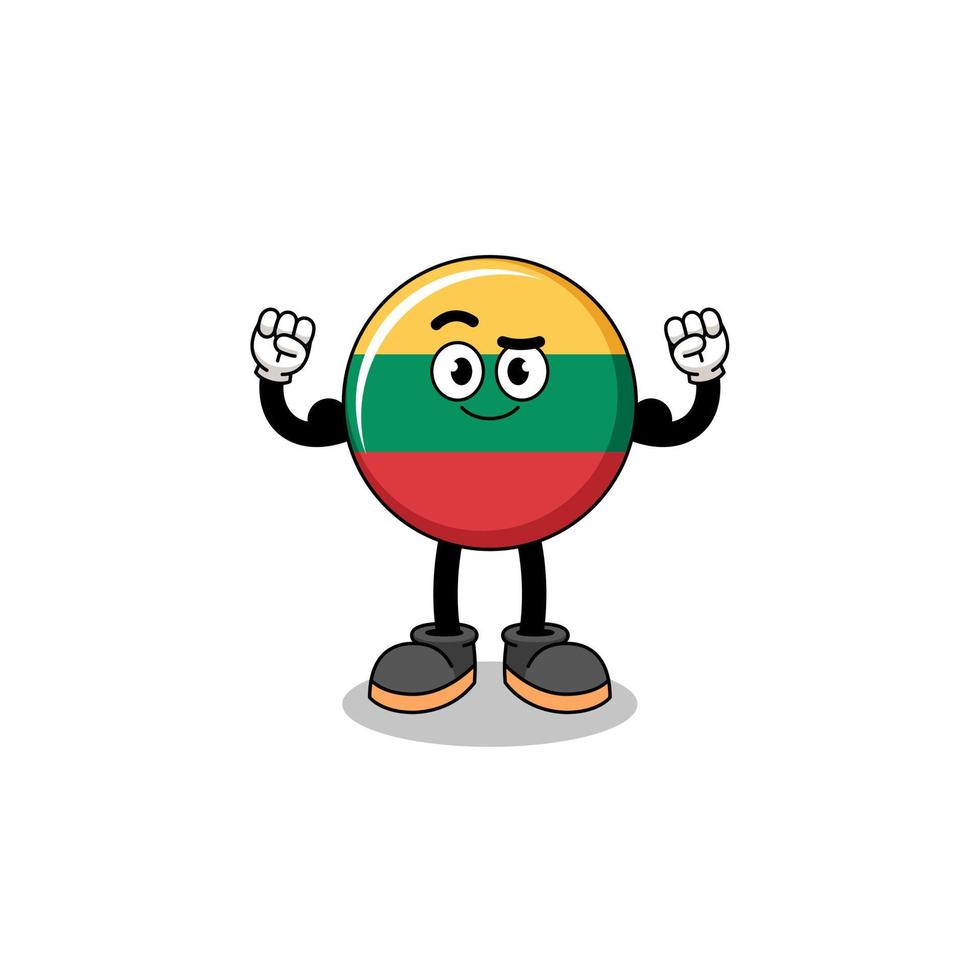 Mascot cartoon of lithuania flag posing with muscle vector