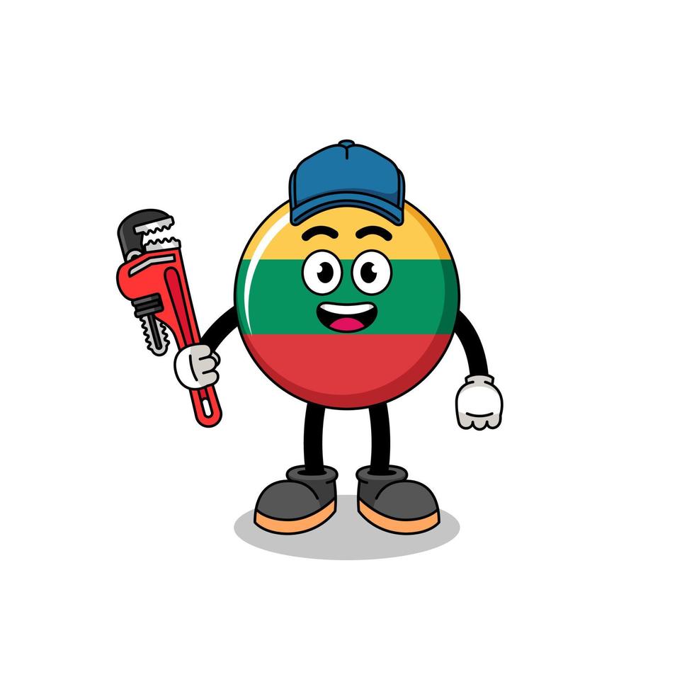 lithuania flag illustration cartoon as a plumber vector