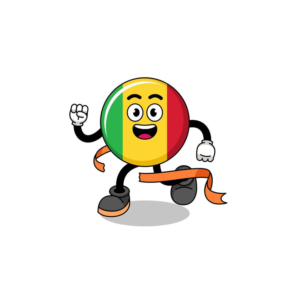 Mascot cartoon of mali flag running on finish line vector