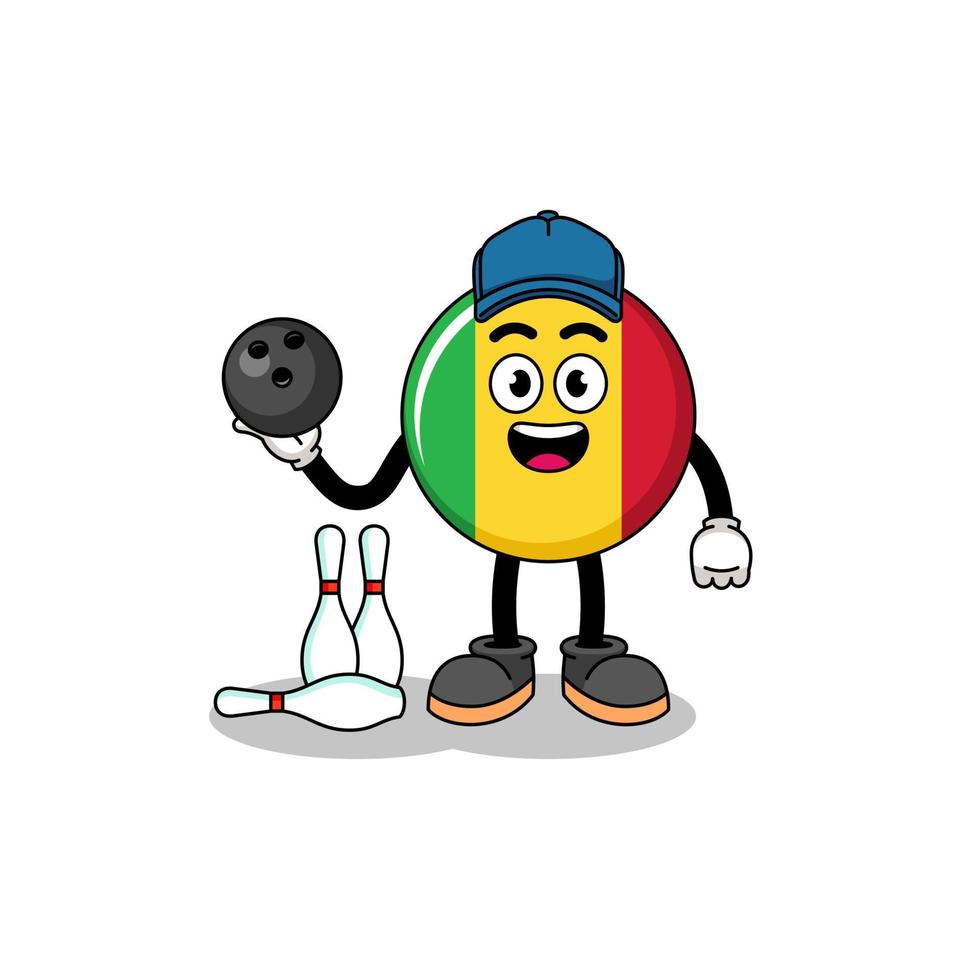 Mascot of mali flag as a bowling player vector