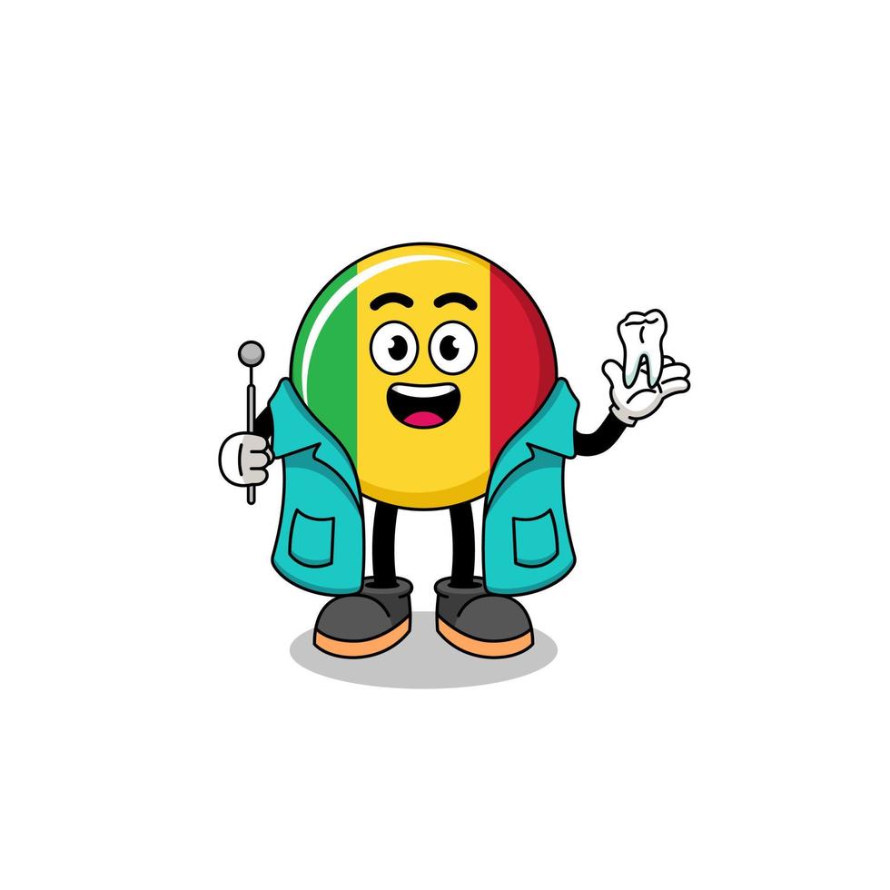 Illustration of mali flag mascot as a dentist vector