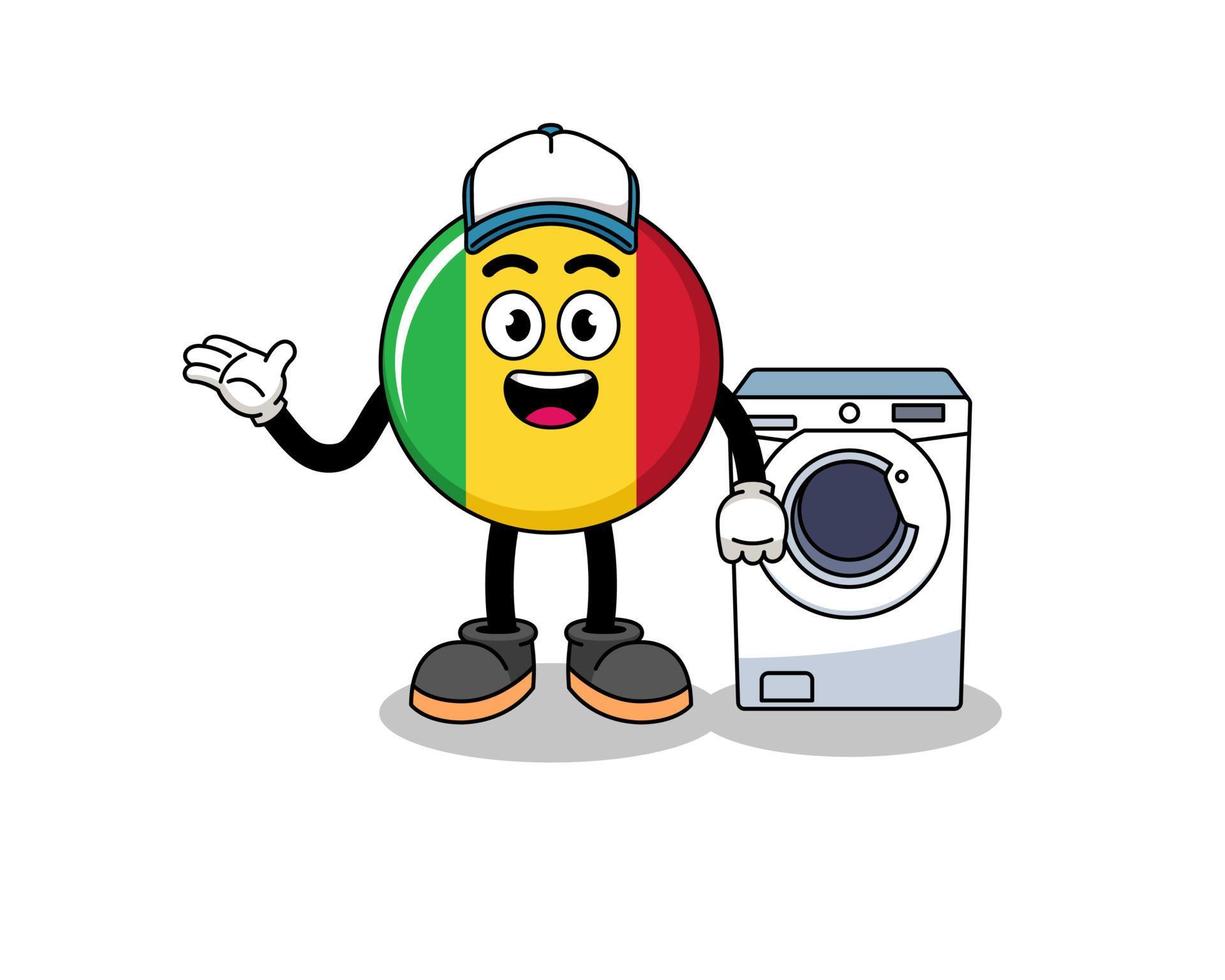 ilustración de la bandera de mali como un hombre de lavandería vector