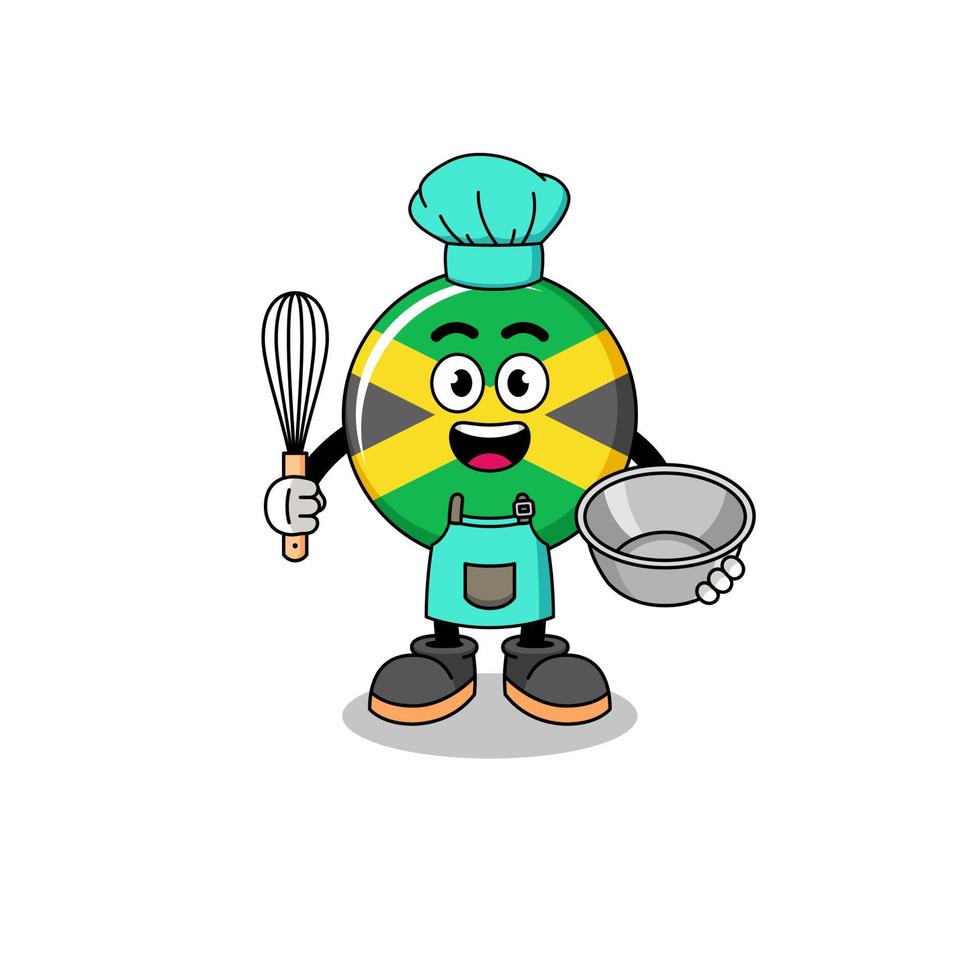 Illustration of jamaica flag as a bakery chef vector