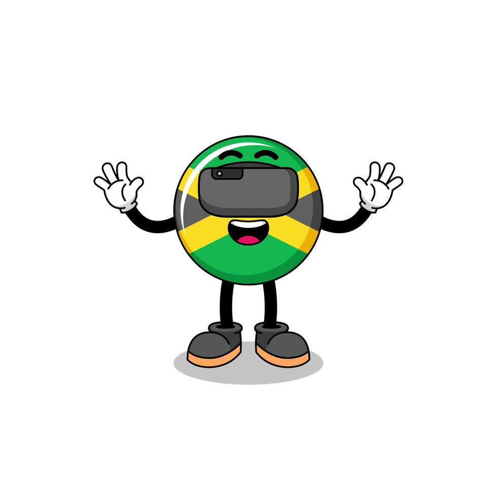 Illustration of jamaica flag with a vr headset vector