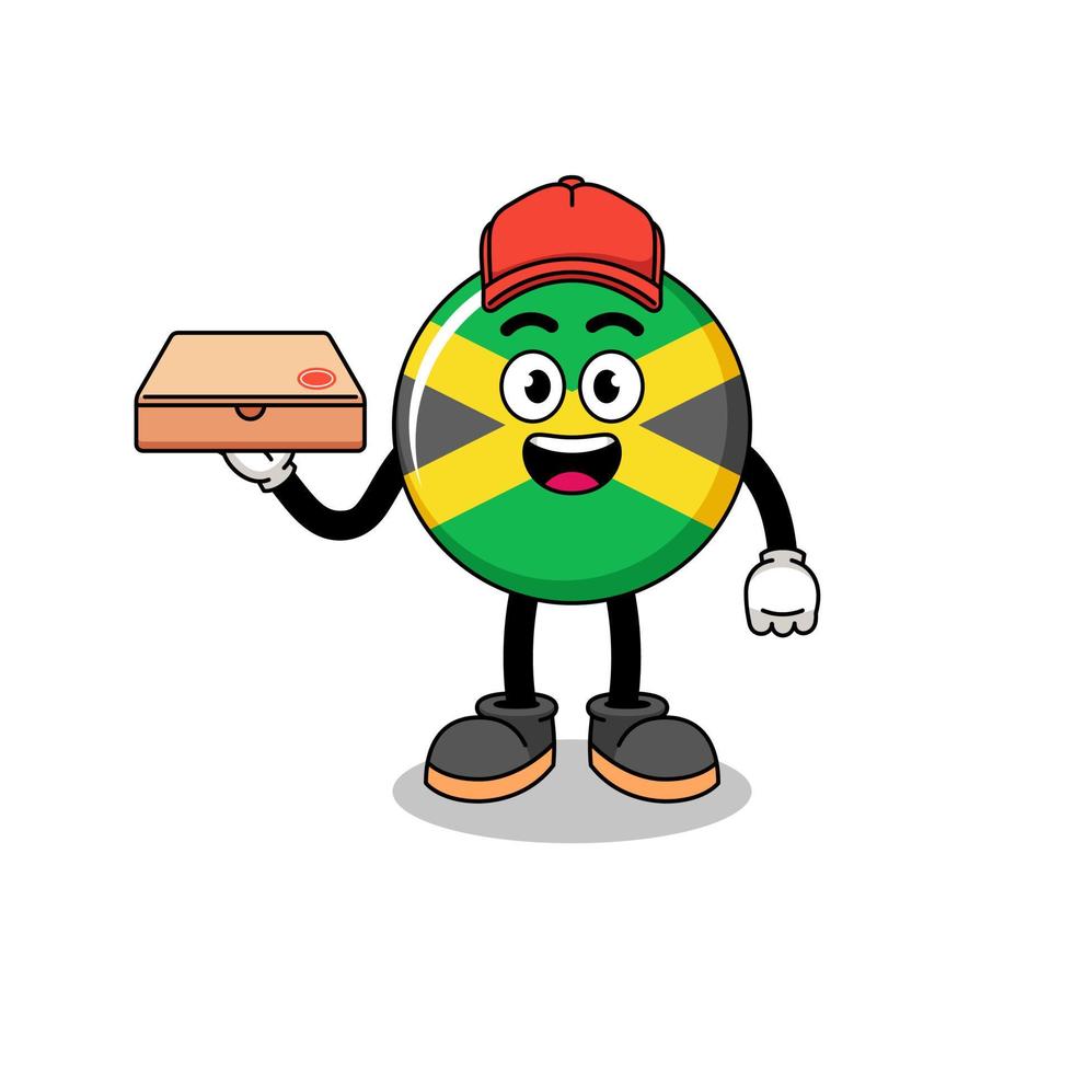 ilustración de la bandera de jamaica como repartidor de pizza vector