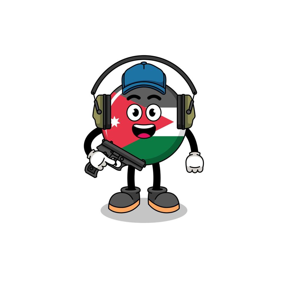 Character mascot of jordan flag doing shooting range vector