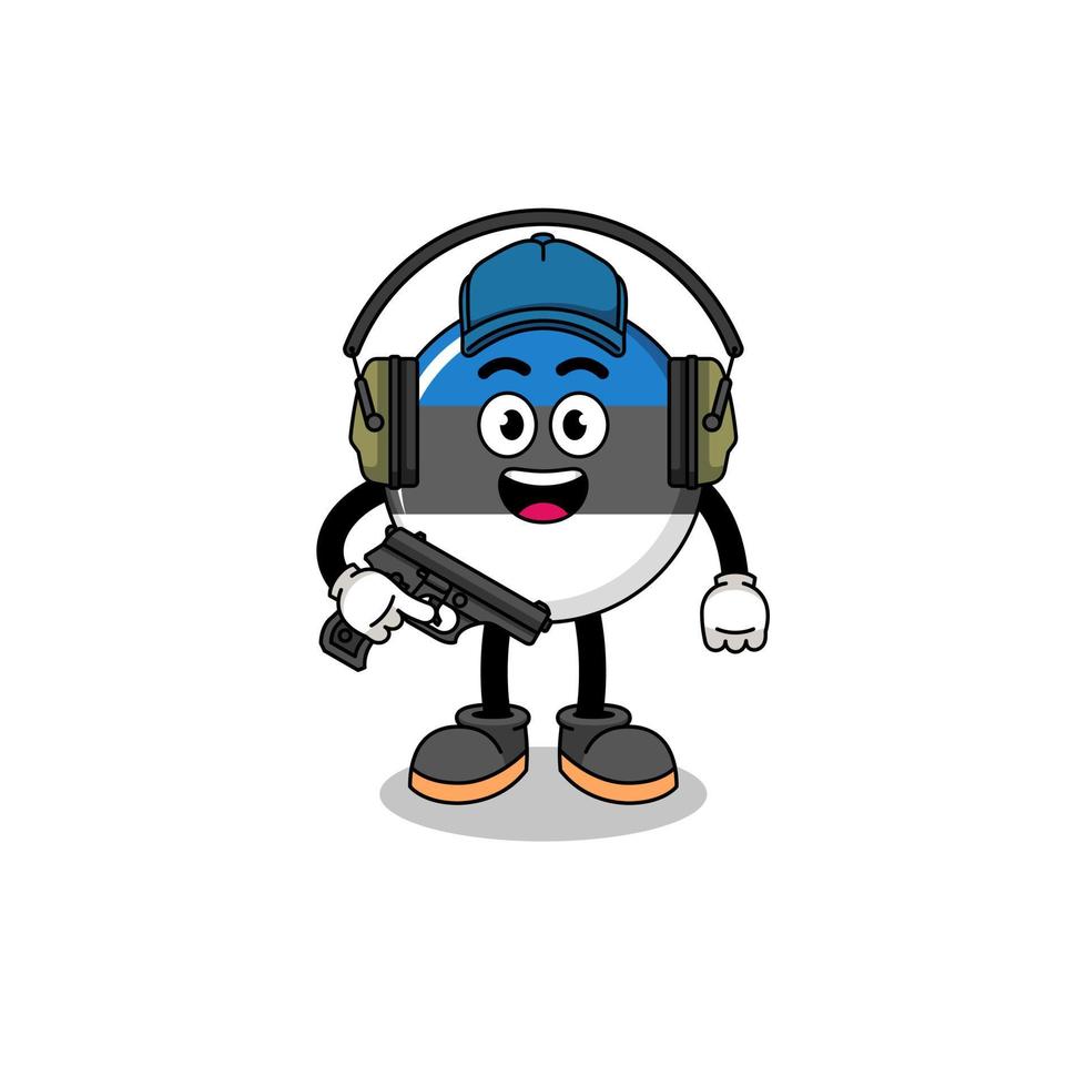 Character mascot of estonia flag doing shooting range vector