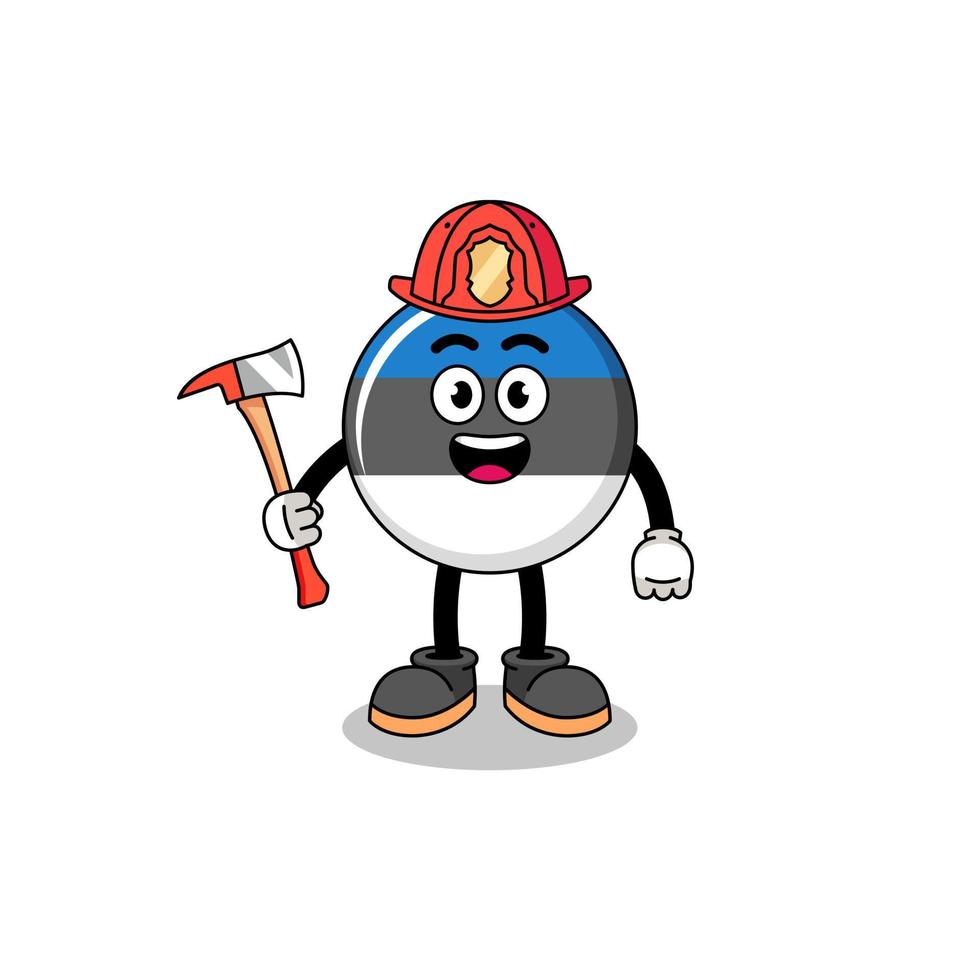 Cartoon mascot of estonia flag firefighter vector