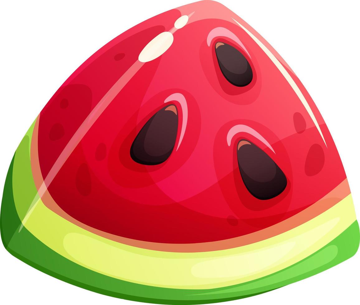 Piece, slice of juicy watermelon cartoon on transparent background. Summer Fruit Collection vector