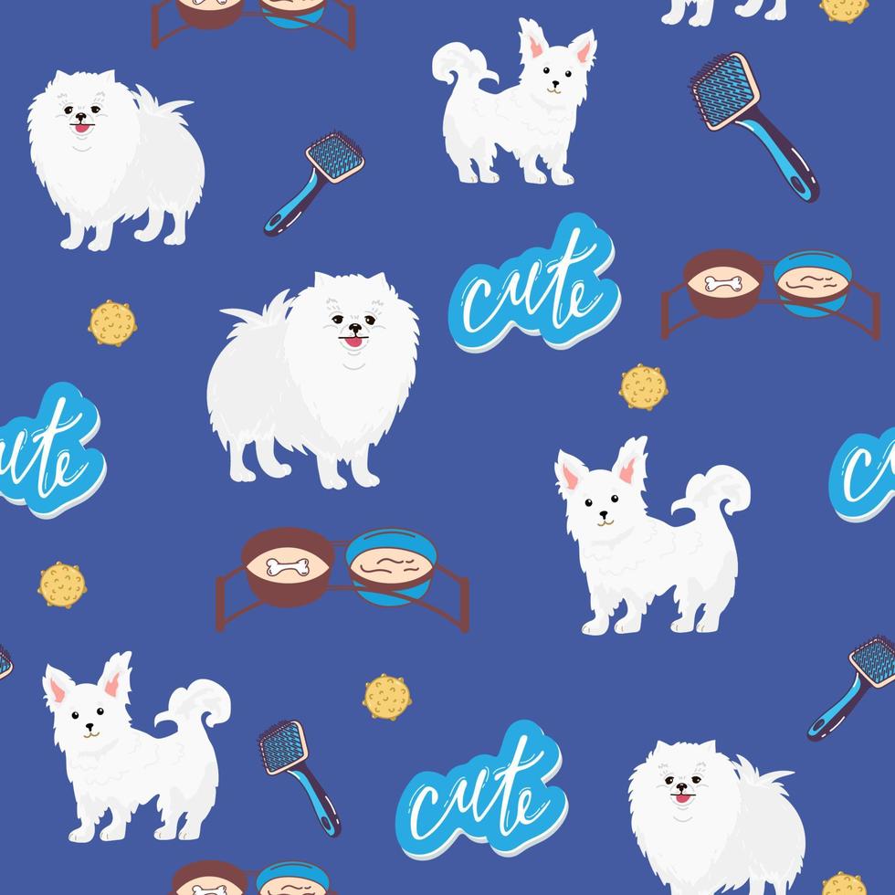 texture seamless cute puppy lapdog white textile for children vector