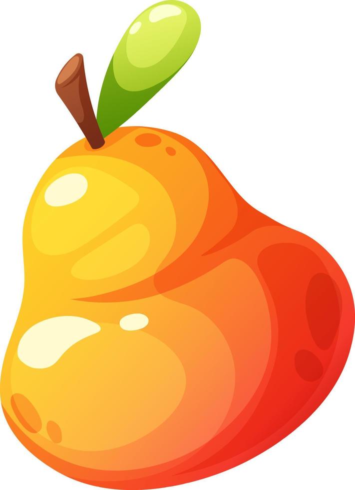 Juicy yellow pear cartoon on transparent background. Collection of