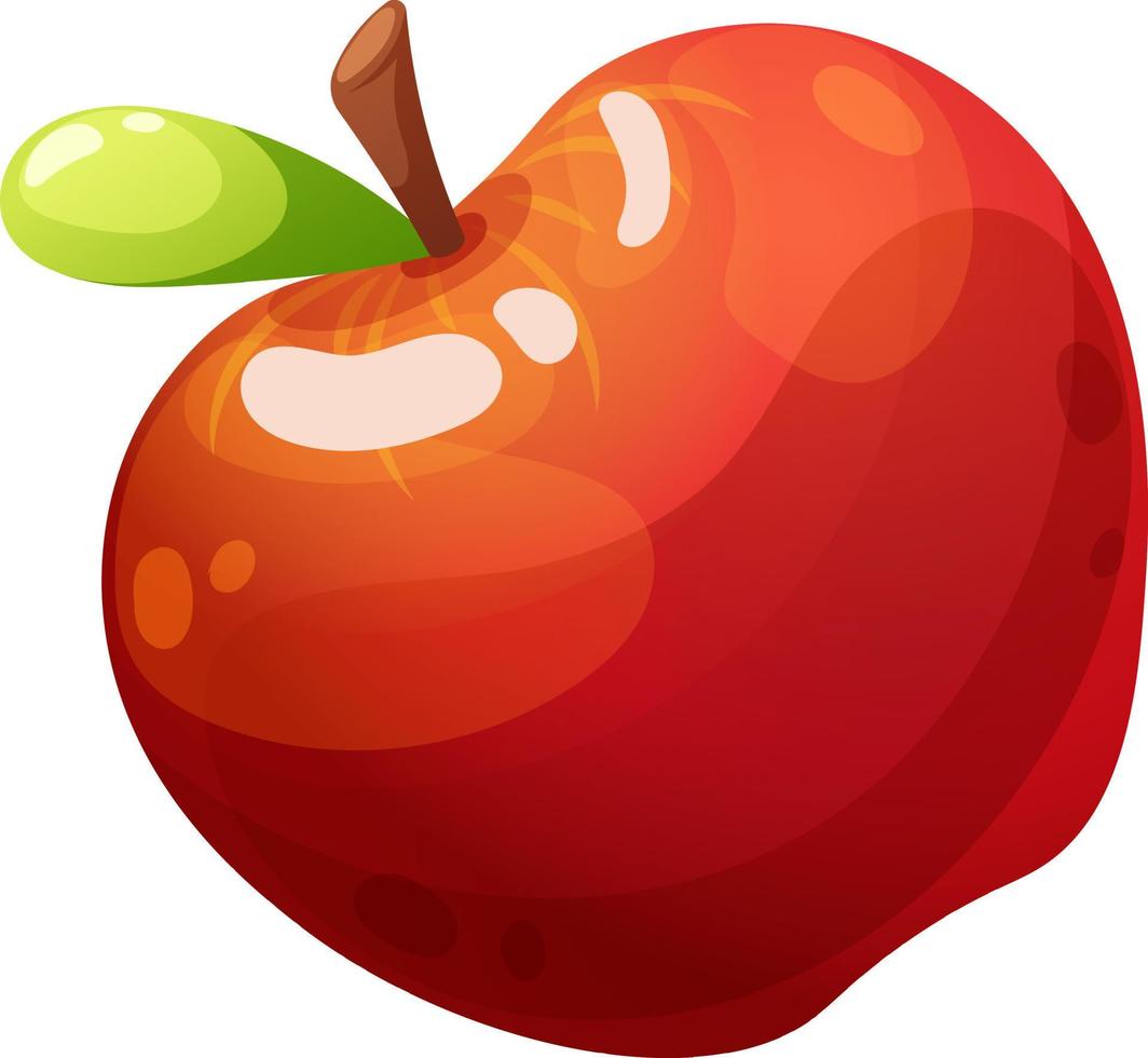 Juicy red apple cartoon on a transparent background. Collection of summer fruits vector