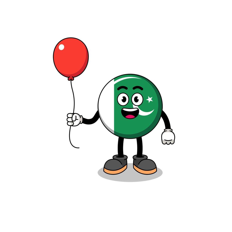 Cartoon of pakistan flag holding a balloon vector