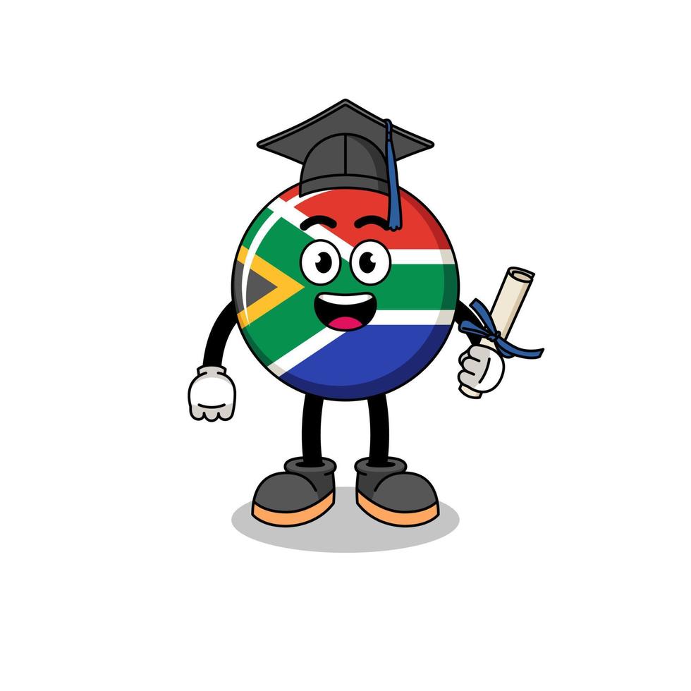 mascota de la bandera de sudáfrica con pose de graduación vector