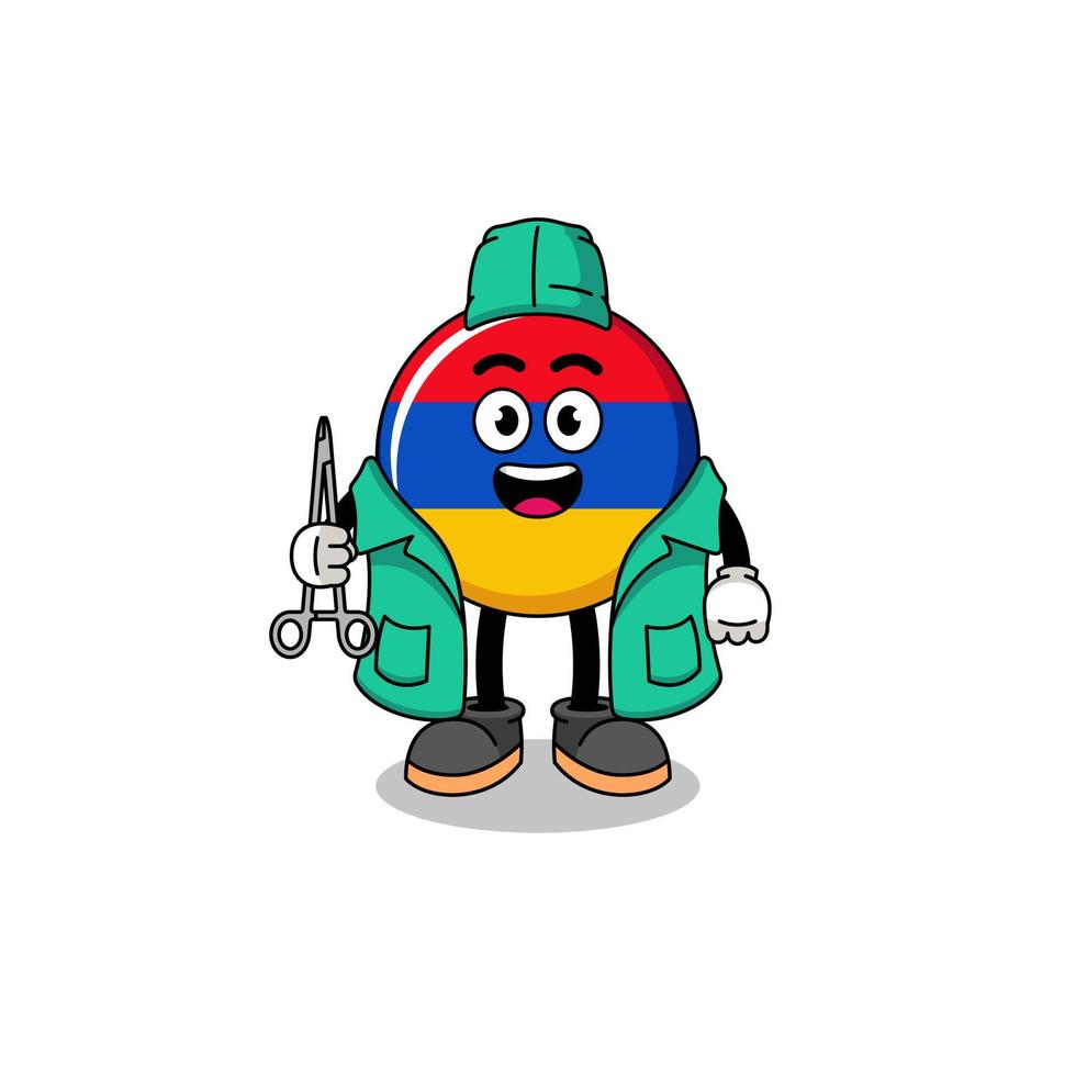 ilustración de la mascota de la bandera de armenia como cirujano vector