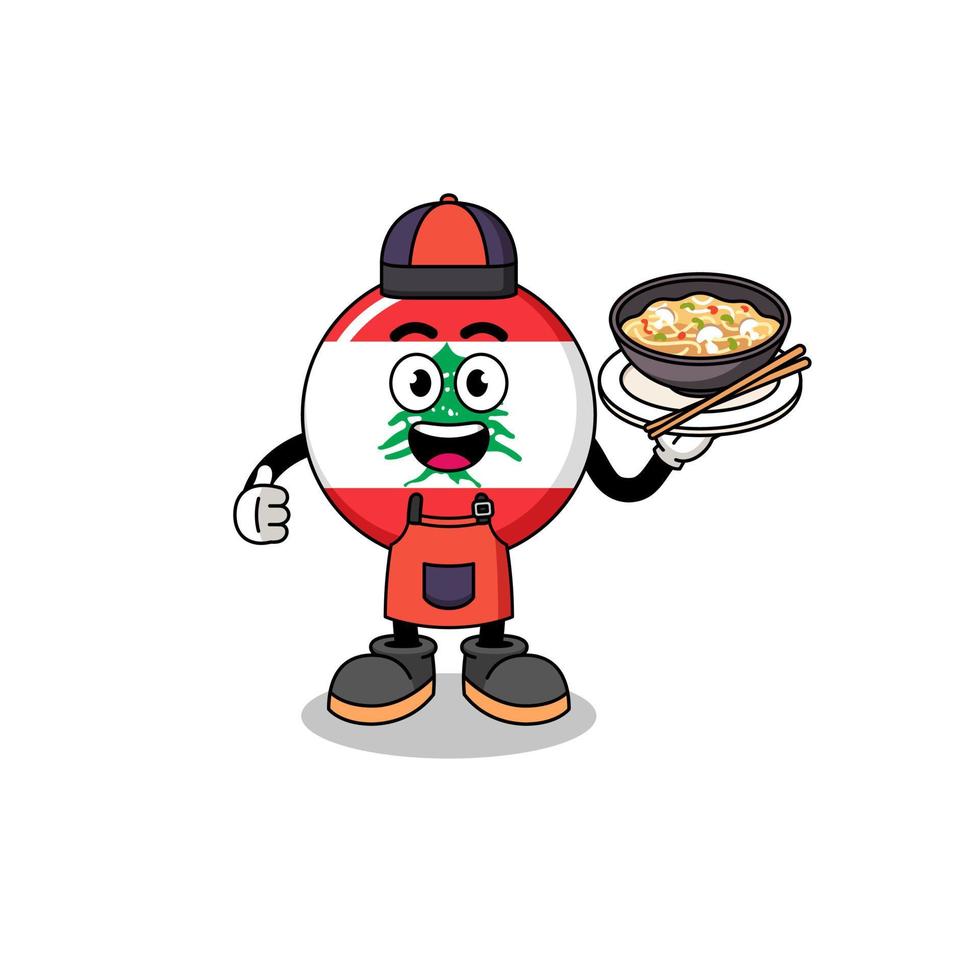 Illustration of lebanon flag as an asian chef vector