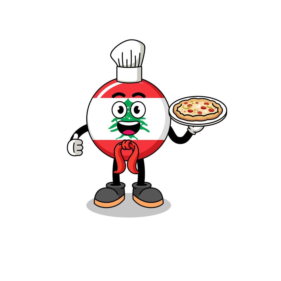 Illustration of lebanon flag as an italian chef vector