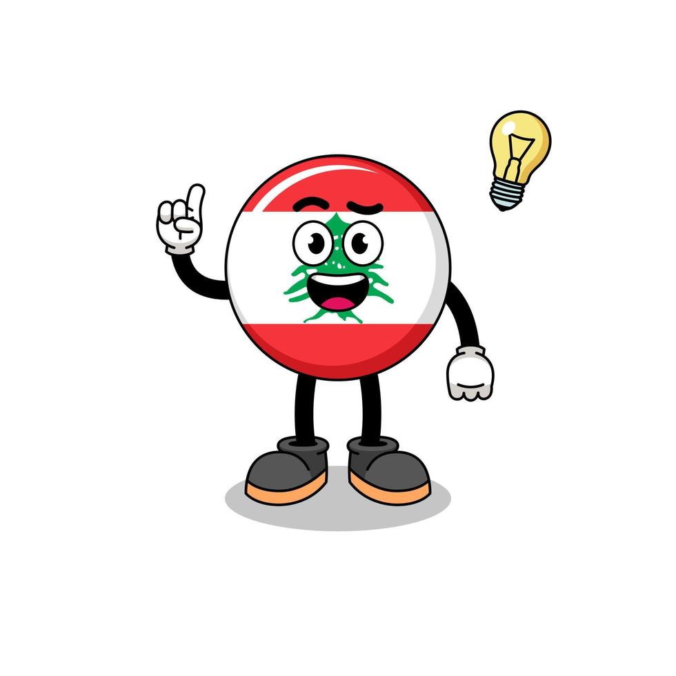 lebanon flag cartoon with get an idea pose vector