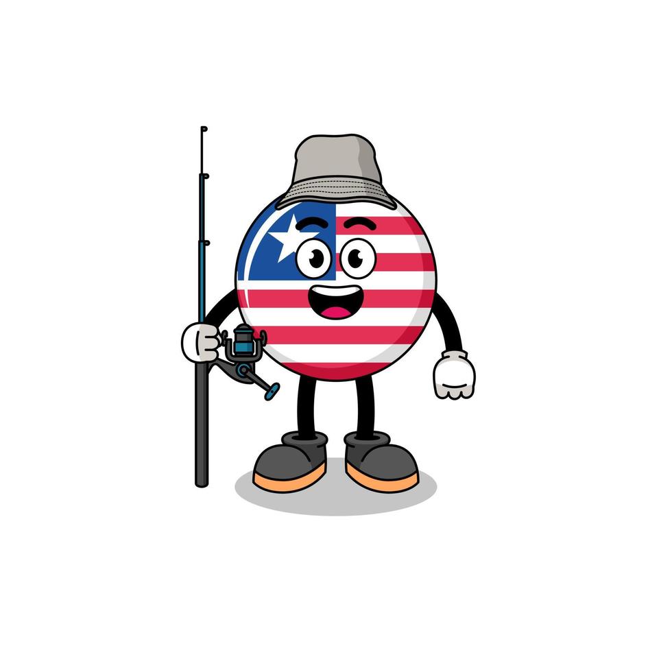 ilustración de la mascota del pescador de la bandera de liberia vector