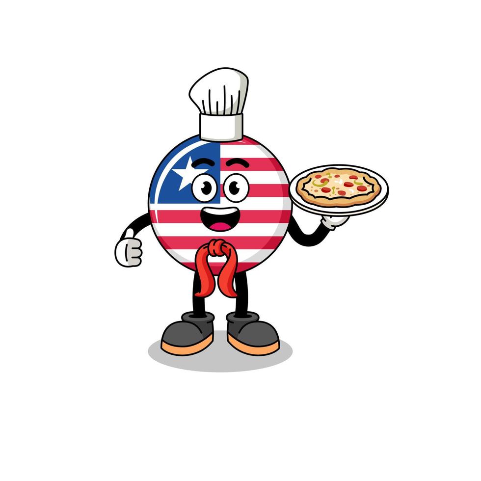 Illustration of liberia flag as an italian chef vector