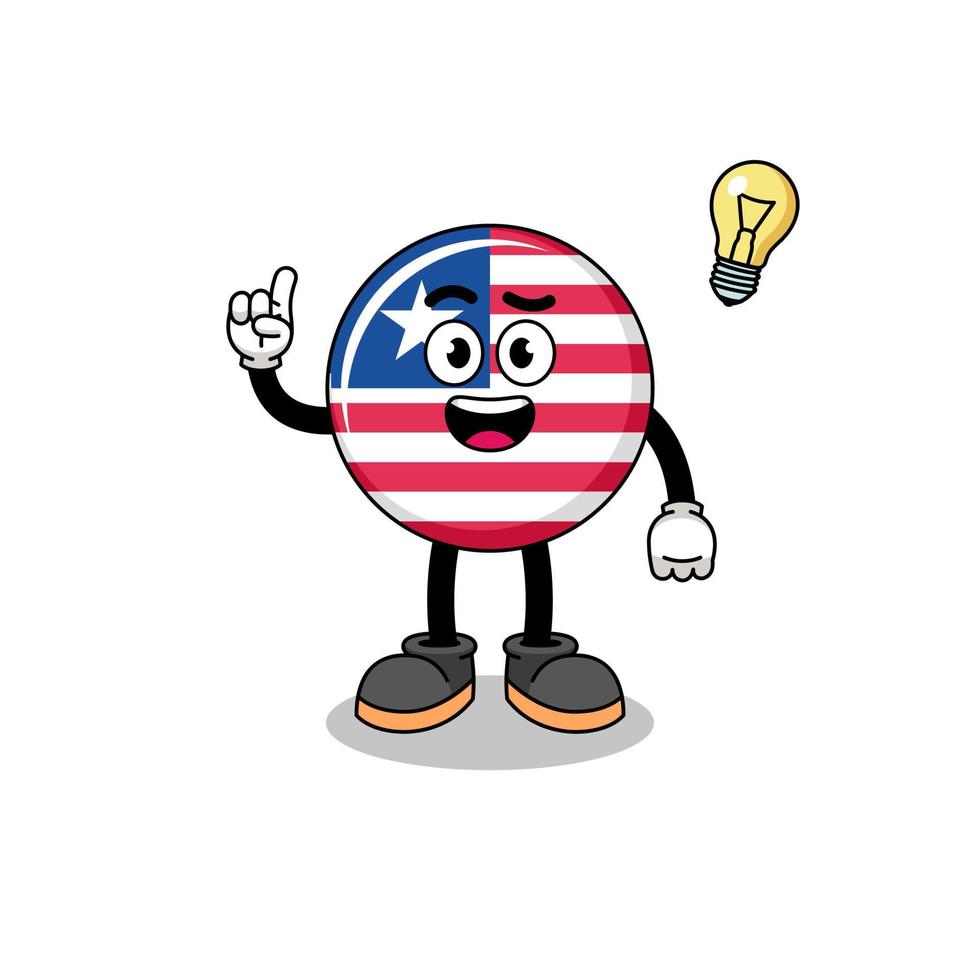 caricatura de la bandera de liberia con una pose de idea vector