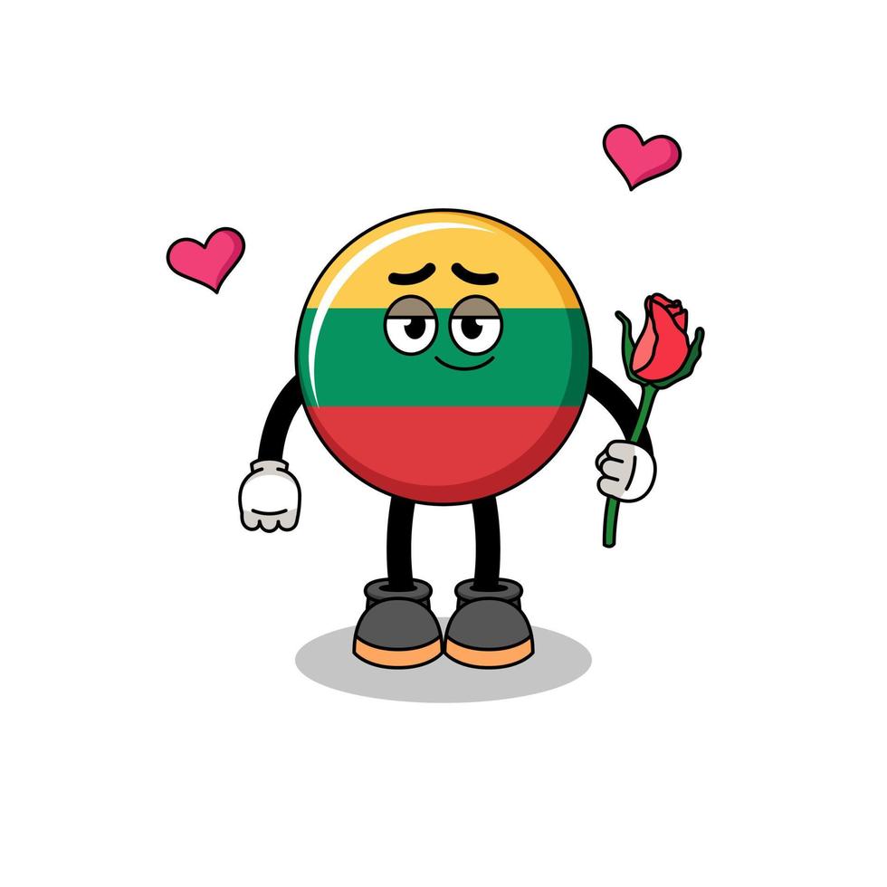 lithuania flag mascot falling in love vector