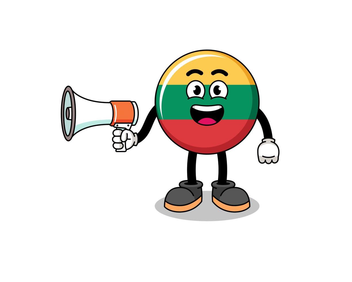lithuania flag cartoon illustration holding megaphone vector