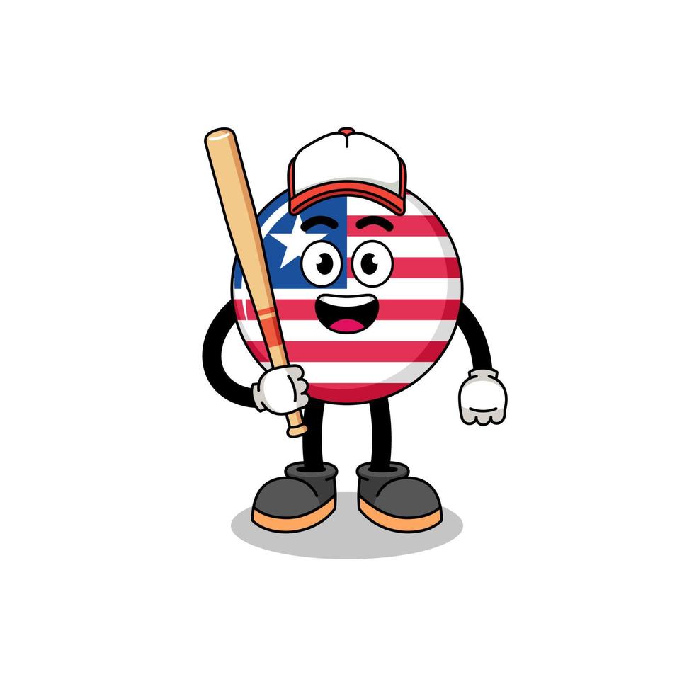 liberia flag mascot cartoon as a baseball player vector