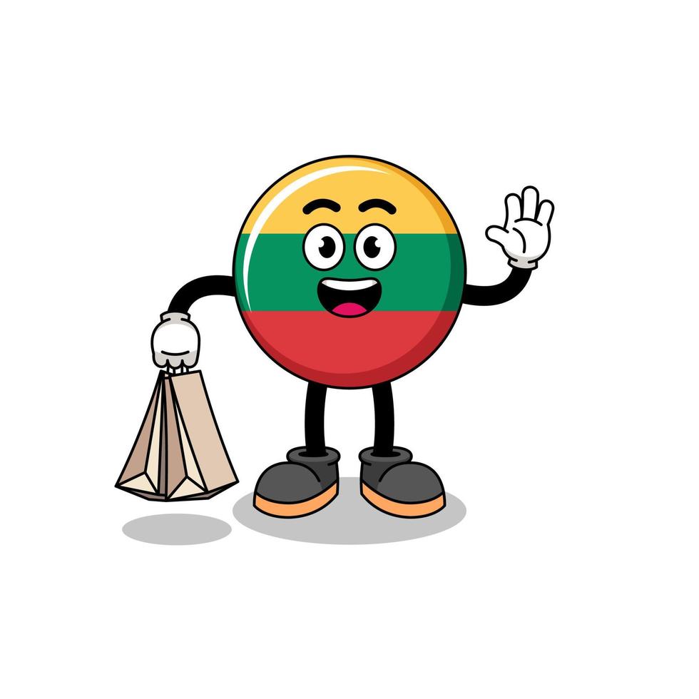 Cartoon of lithuania flag shopping vector