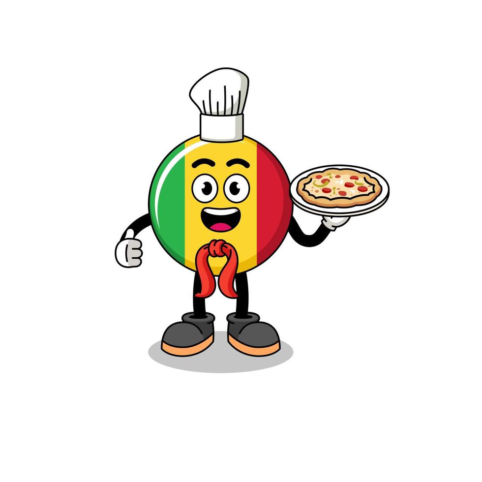Illustration of mali flag as an italian chef vector