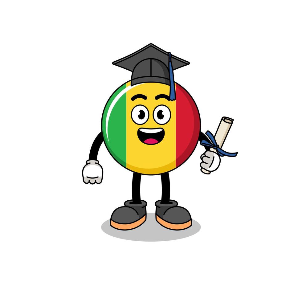 mali flag mascot with graduation pose vector