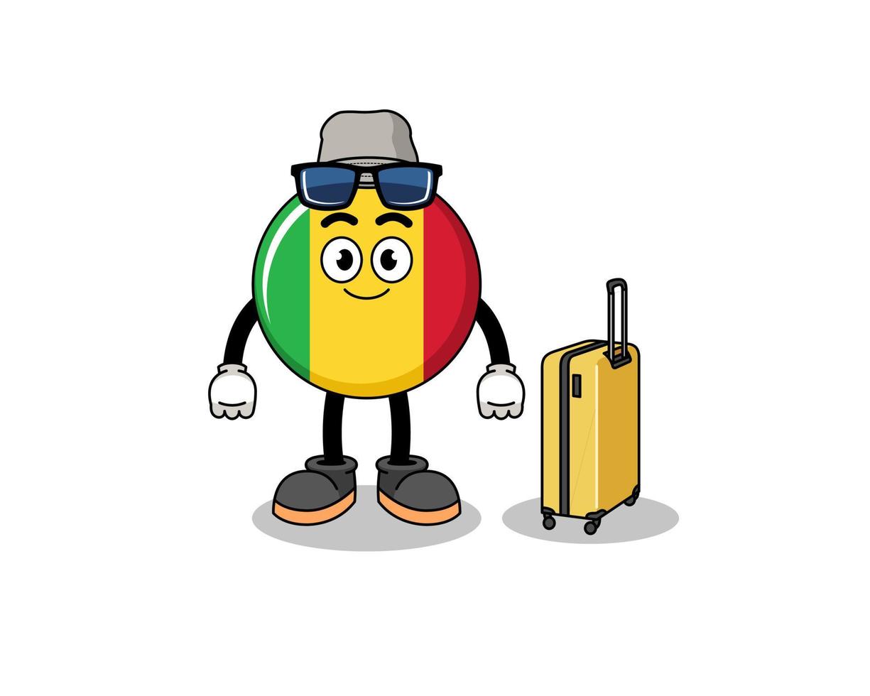 mascota de la bandera de mali haciendo vacaciones vector