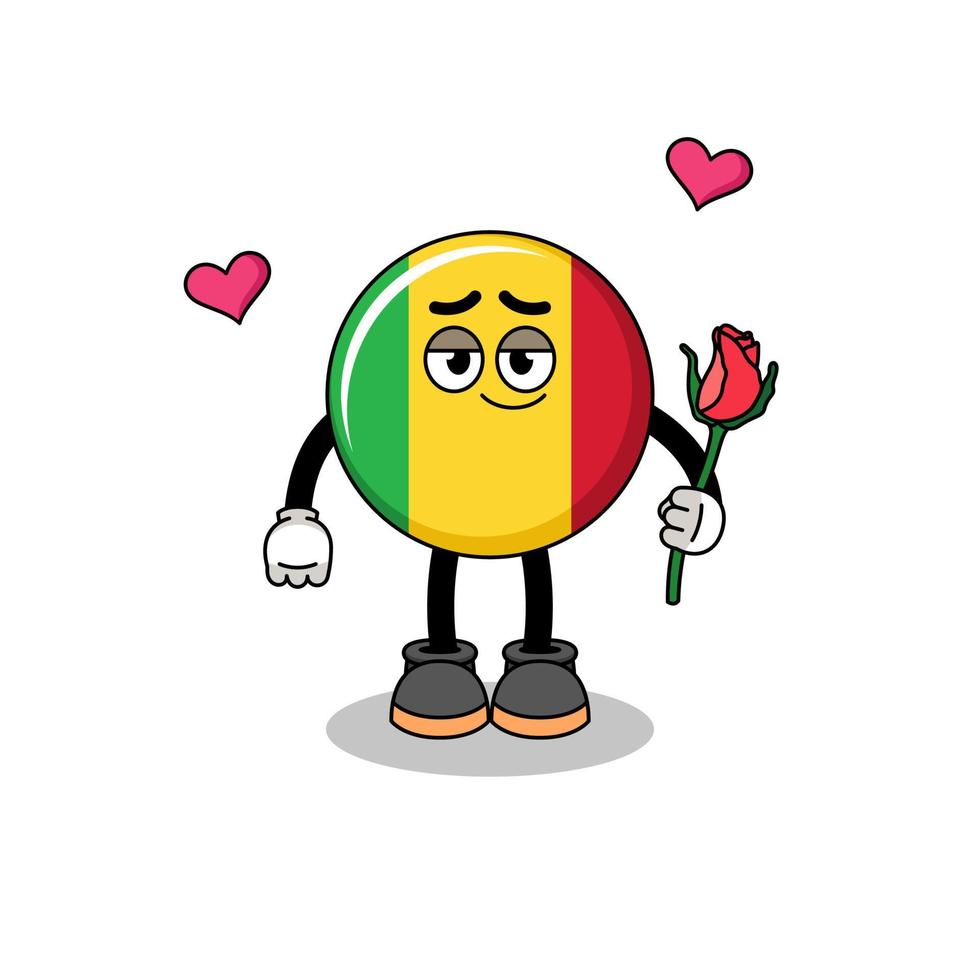 mali flag mascot falling in love vector