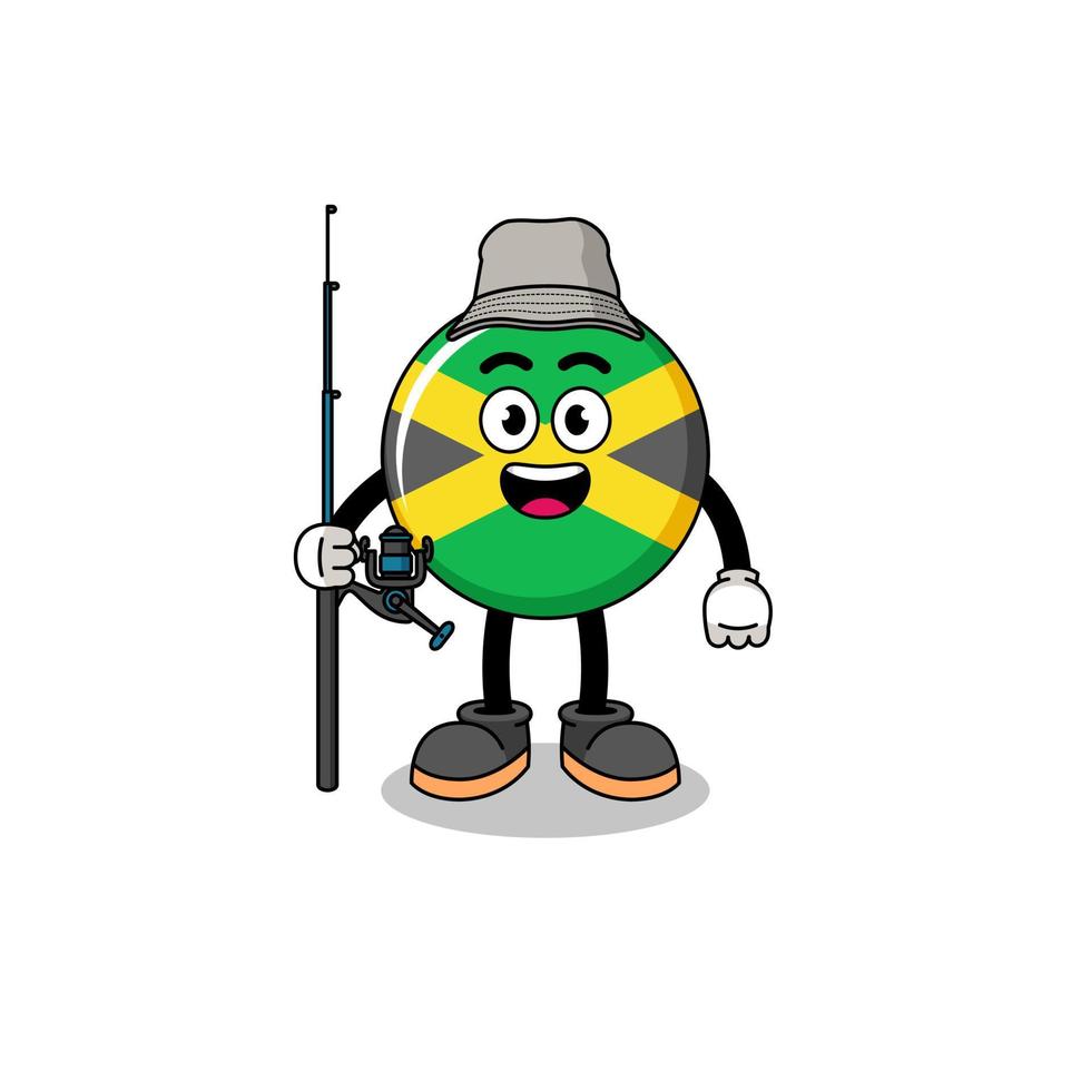 ilustración de la mascota del pescador de la bandera de jamaica vector