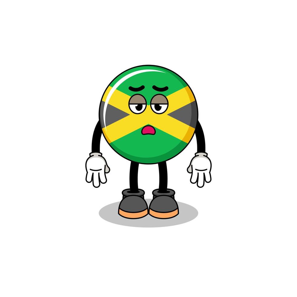 jamaica flag cartoon with fatigue gesture vector